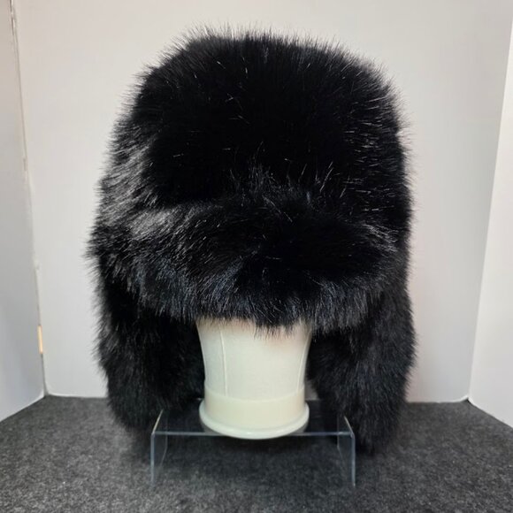 NWT Adrienne Landau Faux Fur Trapper Hat in Black OS - Picture 5 of 12
